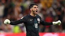 Socceroos goalkeeper Patrick Beach – a graduate of the Glenmore Park Football Club – celebrates a 2-0 victory over Turkey.