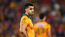 Tom Wright of the Wallabies looks on during game one.
