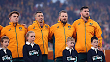 Andrew Kellaway, Jake Gordon, James Slipper and Liam Wright of the Wallabies.