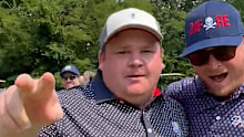 Zach Holland (left) has been accused of faking a hole-in-one in a club golf competition to scoop a cash prize.
