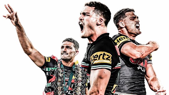 Nathan Cleary celebrating the Panthers’ 2023 premiership.