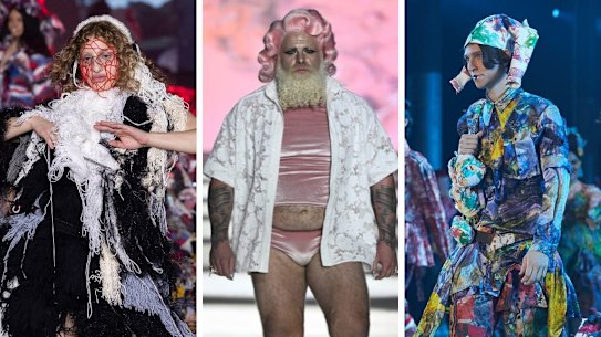 Composite - Models walk in the finale of the Iordanes Spyridon Gogos & Akira Isogawa Show.
SYDNEY, AUSTRALIA - MAY 16: A model walks the runway during the Erik Yvon show during Afterpay Australian Fashion Week 2023 at Carriageworks on May 16, 2023 in Sydney, Australia. (Photo by Stefan Gosatti/Getty Images for AAFW)
Sydney Fashion Week. Iordanes Spyridon Gogos & Akira Isogawa Show - Image Credit INDIGITAL.TV
