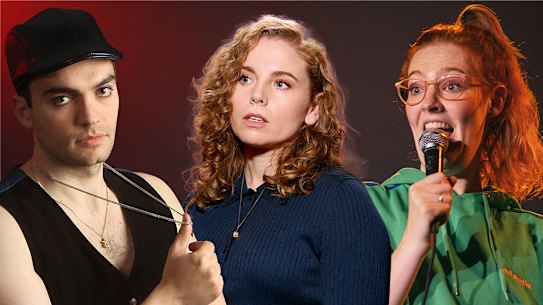 Some of the fresh faces of the Sydney Comedy Festival from left Andrew Portelli, Bronwyn Kuss and Lou Wall.