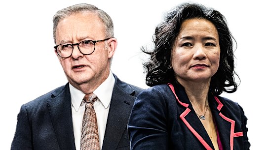 Prime Minister Anthony Albanese and Sky News presenter Cheng Lei.