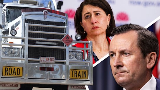 WA Premier Mark McGowan NSW Premier Gladys Berejiklian trucking supply chains. Picture: WAtoday