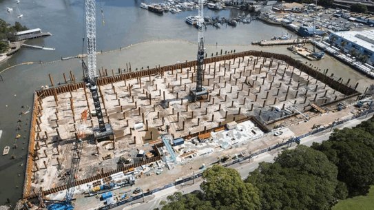 GIF The ongoing development of the new Sydney Fish Market, which is set to open in 2024. 
