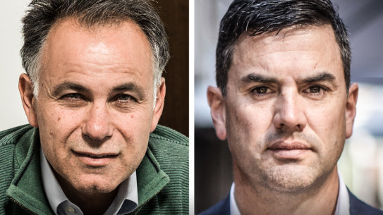 Liberal leadership contenders John Pesutto and Brad Battin.
