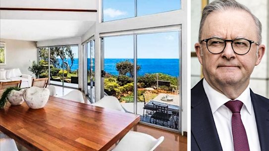 Anthony Albanese and the house he bought at Copacabana on the Central Coast.