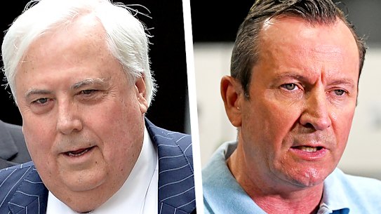 Queensland billionaire Clive Palmer and WA Premier Mark McGowan.