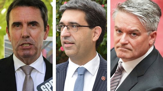Current and former WA liberal powerbrokers Peter Collier, Nick Goiran and Mathias Cormann.