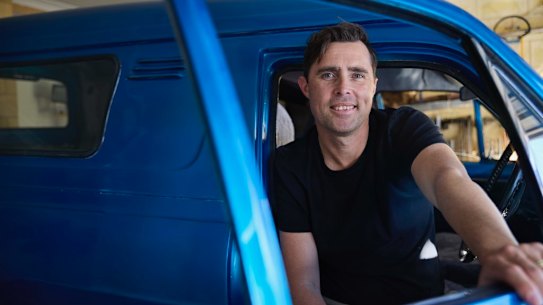 Prostate cancer survivor Ross Hillier with his Holden van.