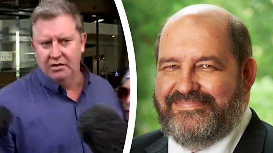 Paul Whyte (left) was hired by former Department of Communities Director General Grahame Searle, and committed his fraud during Searle’s tenure. 