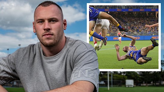 Former West Coast Eagles player Daniel Venables was badly injured in a marking contest against Melbourne in 2019.