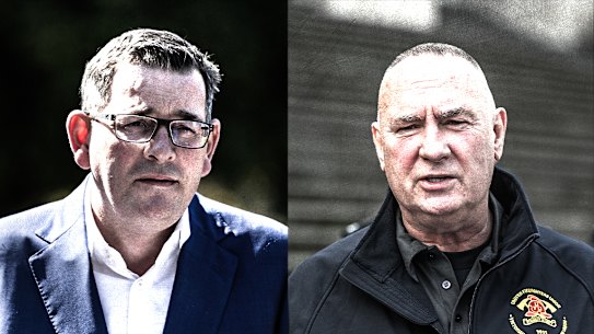 Former Victorian premier Daniel Andrews and United Firefighters Union boss Peter Marshall.