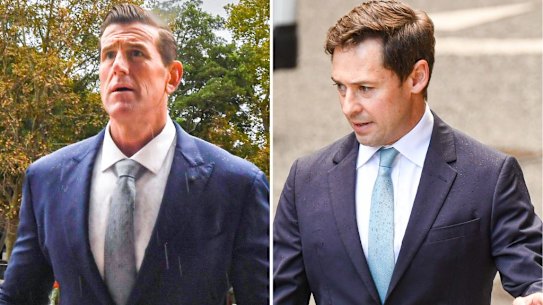 Ben Roberts-Smith and Nick McKenzie outside the Federal Court in Sydney on Thursday.