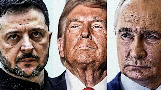 Ukrainian President Volodymyr Zelensky, US President Donald Trump and Russia’s Vladimir Putin.