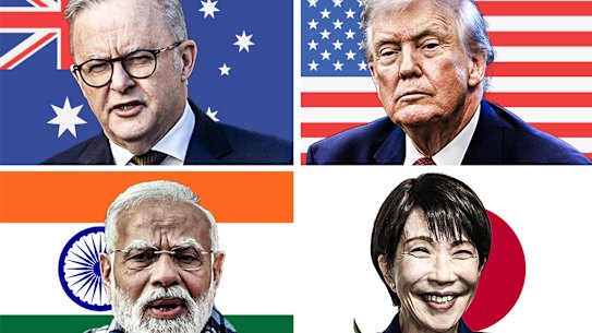 Quad leaders: Anthony Albanese, Donald Trump, Narendra Modi and Sanae Takaichi.