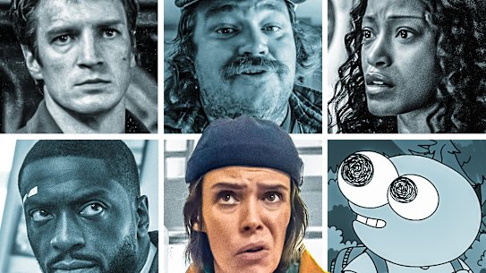 이번 주에 스트리밍할 내용(왼쪽 상단부터 시계 방향): Firefly; 그냥 대시; 버브스; 웃는 친구들; 벨파스트에서 천국에 가는 방법; 그리고 크로스.