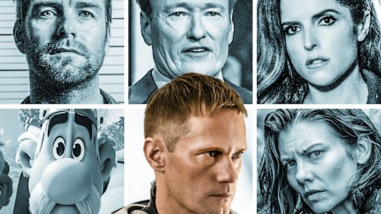 What to stream this week (clockwise from top left): Banshee; Conan O’Brien; Another Simple Favour; The Walking Dead; Murderbot; and Asterix and Obelix.