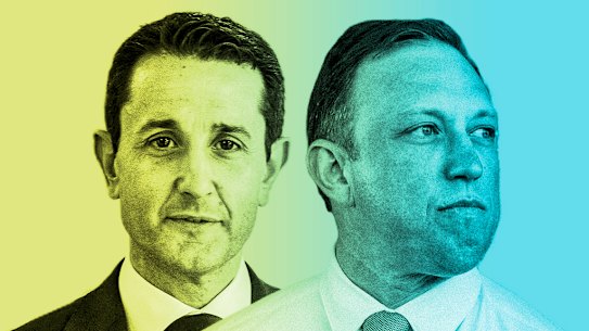 David Crisafulli and Steven Miles. Image for Brisbane Times state politics Resolve polling story. October 15.