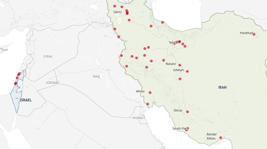Where key nuclear sites, targets and United States military bases lie.