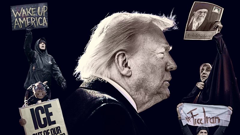 Trump in dangerous territory as he encourages Iran protesters, while criticising his own