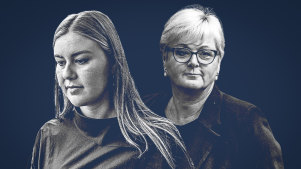 Brittany Higgins (left) and former Liberal senator Linda Reynolds (right).