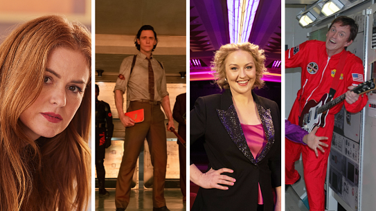 Isla Fischer in Wolf Like Me, Tom Hiddleston in Loki, Zan Rowe in Take 5 with Zan Rowe and Murray Cook in Hot Potato: The Story of the Wiggles.