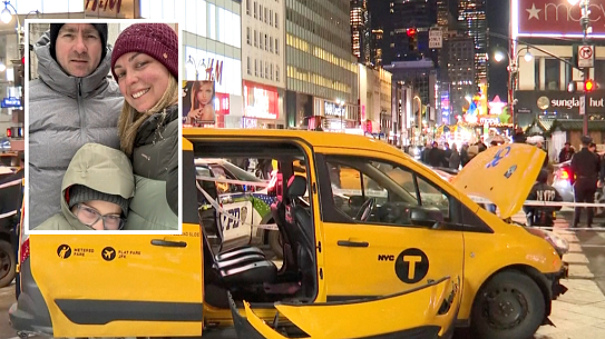 The cab jumped the kerb and hit pedestrians in Manhattan on Christmas Day.