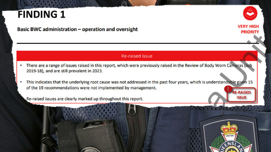 An internal audit has criticised the Queensland Police Service for its handling of body worn cameras.