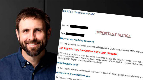 ANSA Homes boss Mark Maloney has allegedly failed to comply with rectification orders issued by the Building Commission.