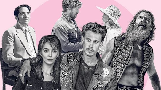 From left: David Dastmalchian in Late Night with the Devil; Jodie Comer and Austin Butler in The Bikeriders; Ryan Gosling and Emily Blunt in The Fall Guy and Chris Hemsworth in Furiosa: A Mad Max Saga. 