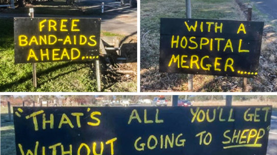 Anti-amalgamation signs near Mansfield.