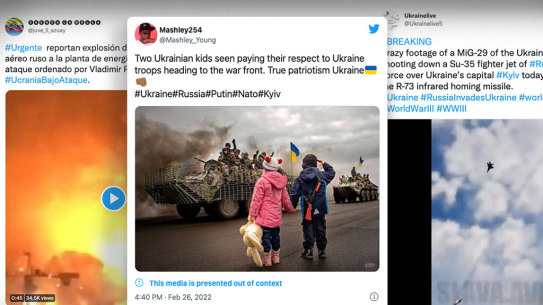Misinformation has suffused Russia’s invasion of Ukraine, such as these three pictures that went viral despite being wildly out of context.