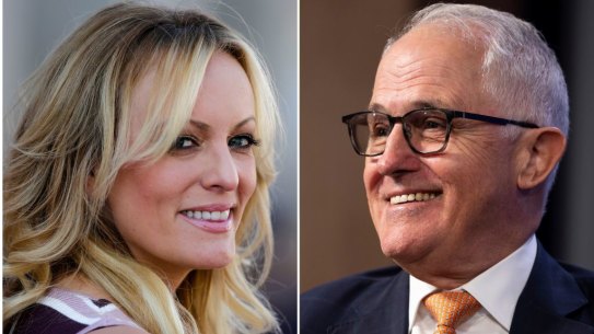 US porn star Stormy Daniels and former Australian prime minister Malcolm Turnbull.