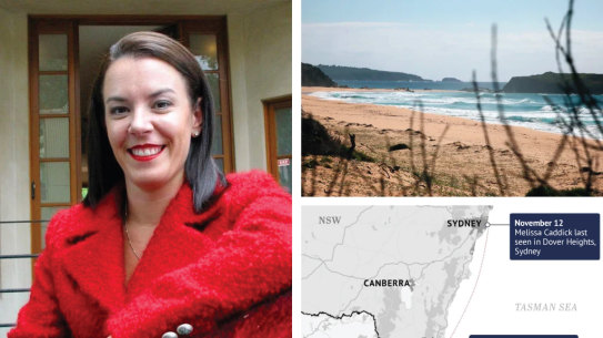Melissa Caddick’s foot was found on Bournda Beach.