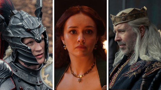 The faces of House of the Dragon (from left): Matt Smith as Prince Daemon Targaryen, Olivia Cooke as Alicent Hightower and Paddy Considine as King Viserys Targaryen.