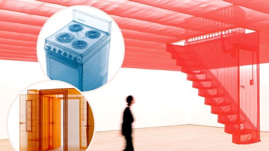 A selection of Do Ho Suh’s work, including Staircase-III (main) and Stove, Apartment A, 348 West 22nd Street, New York, NY 10011, USA (inset, top).