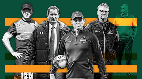 Dan McKellar, Robbie Deans, Stephen Larkham, Craig Coleman and Eddie Jones.