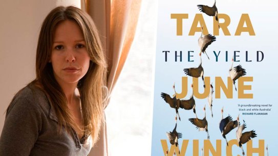 Author Tara June Winch and her novel The Yield.