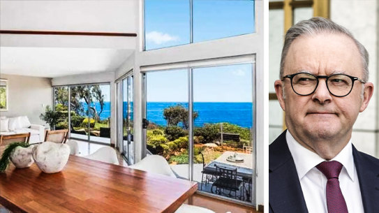Anthony Albanese and the house he has bought at Copacabana on the Central Coast.
