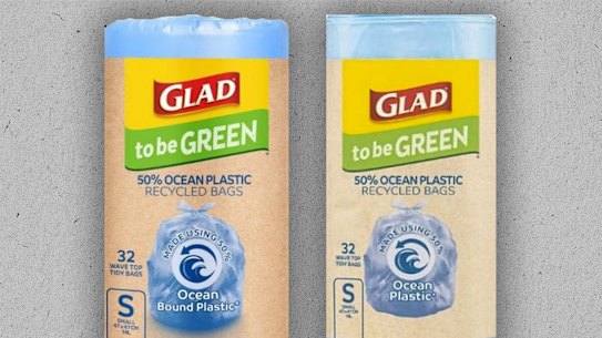 The Glad bags boasting 50 per cent ocean plastic.