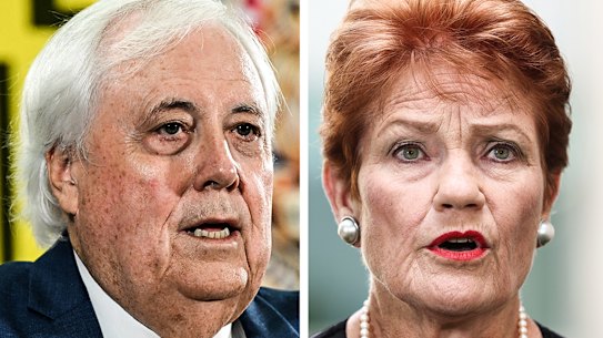 Clive Palmer and Pauline Hanson.
