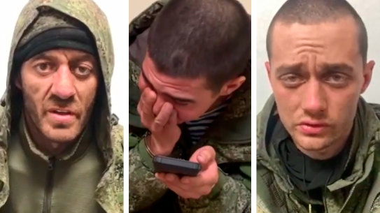Russian prisoners filmed by Ukrainian authorities.