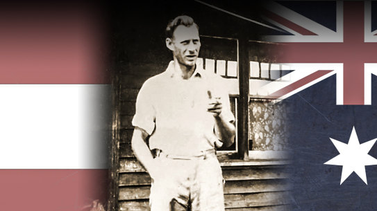 Escaped POW Rudolph ‘Rudy’ Pruckner at Murphy’s Hut, Lake Condah, in 1946.