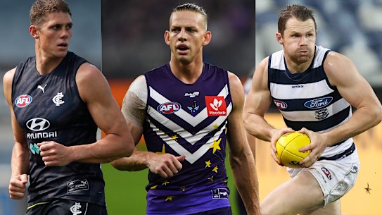 Composite Charlie Curnow, Nat Fyfe, Patrick Dangerfield 