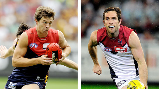 Former AFL players James Strauss and Joel Macdonald. 