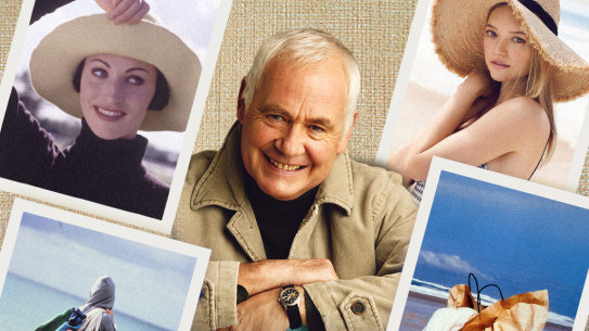 Country Road founder Stephen Bennett (in 2003) surrounded by images of the label he founded in 1974.