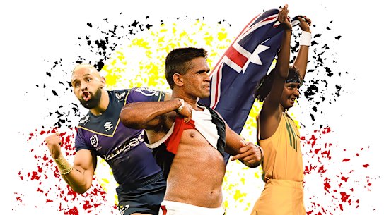 Josh Addo-Carr, Nicky Winmar and Nova Peris.