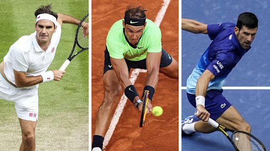Roger Federer, Rafael Nadal, Novak Djokovic.